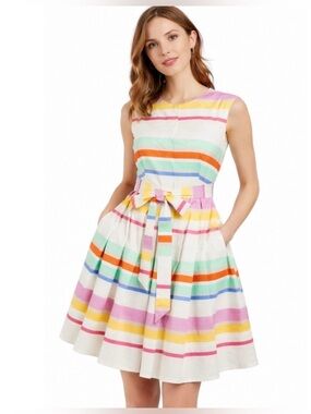 Kate Spade Cape Belted Multi Stripe Dress with Pockets